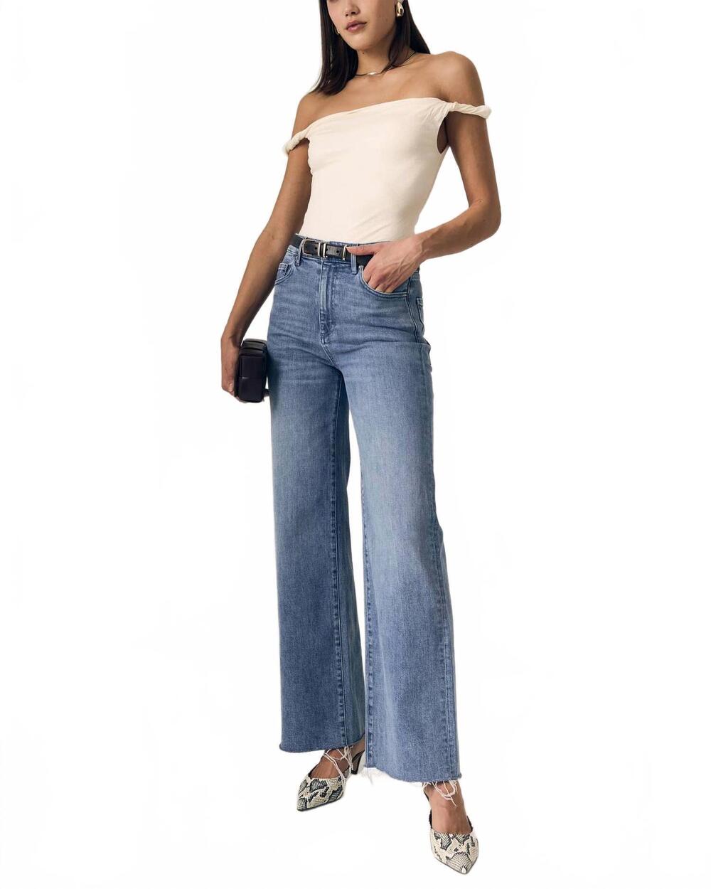 NEW LE JEAN column jeans in blue crush